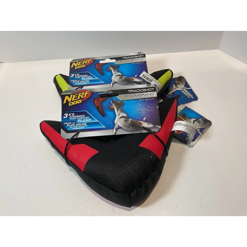 Nerf‎ Dog Trackshot Boomerang Dog Toy Red Yellow Chew Squeak M